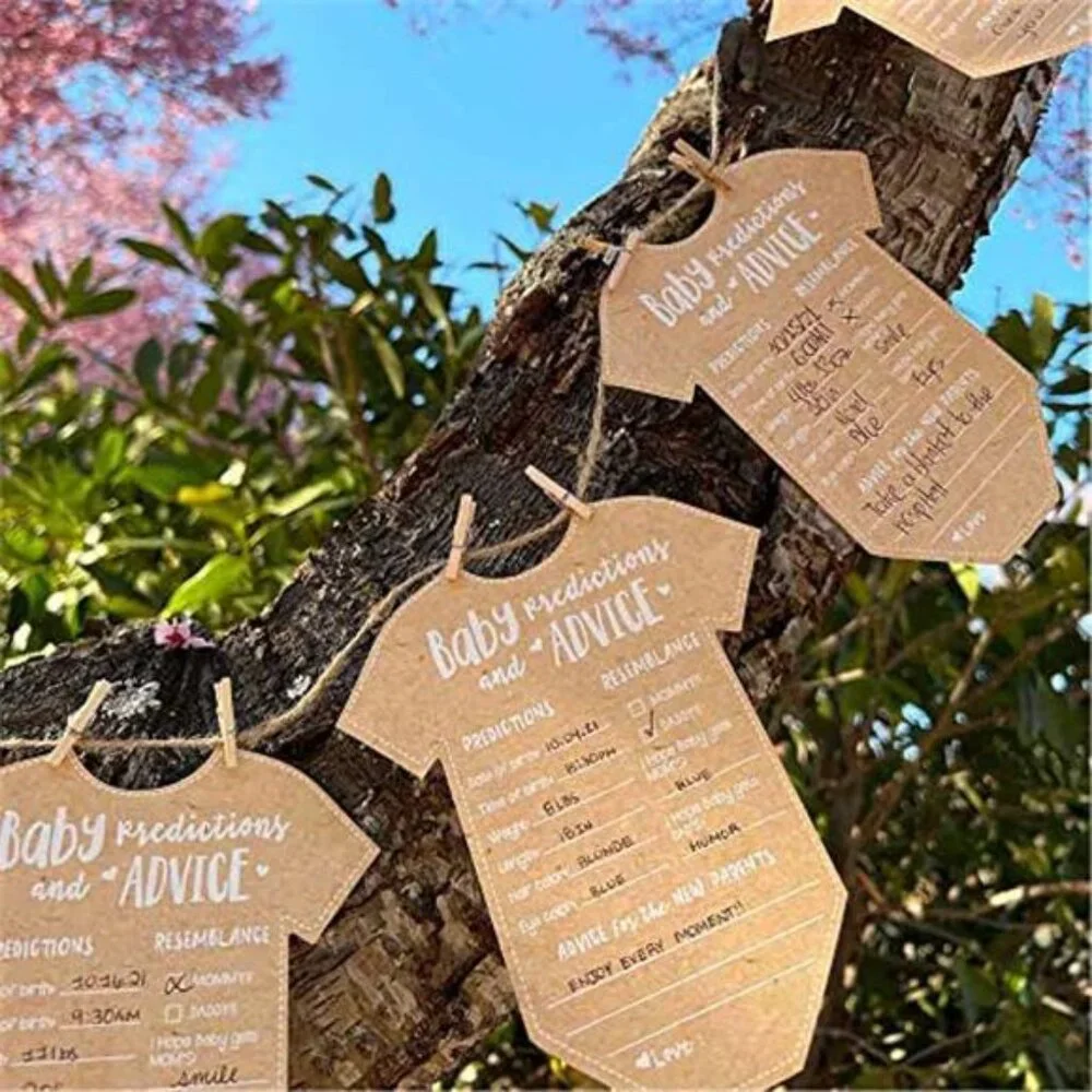 baby shower prediction cards advice game onesie keepsake gender neutral set
